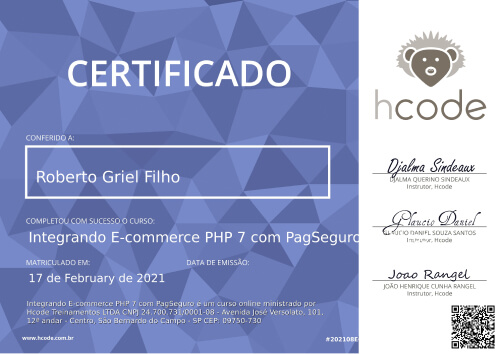 Curso Integrando PagSeguro com PHP7